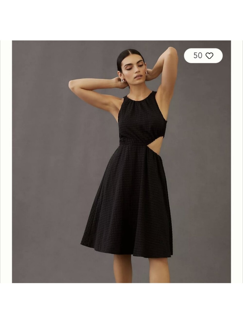 Anthropologie Maeve Black Textured Cutout Midi Dress XS